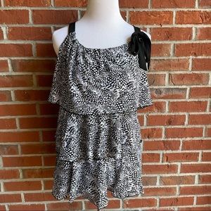 Style & Co Women's Black And White Sleeveless Top with Shoulder Tie‎ - Si…